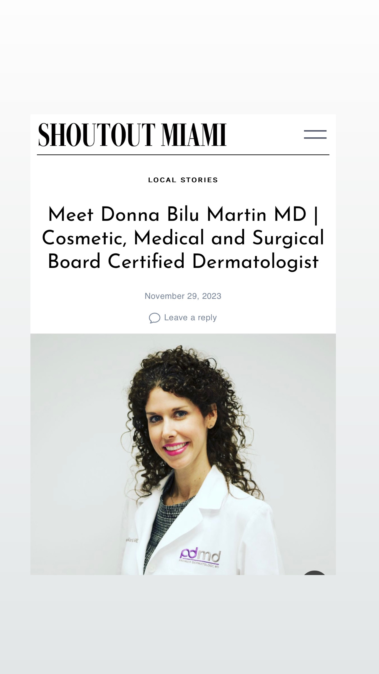 Dr. Bilu Martin is featured on shoutoutmiami.com
