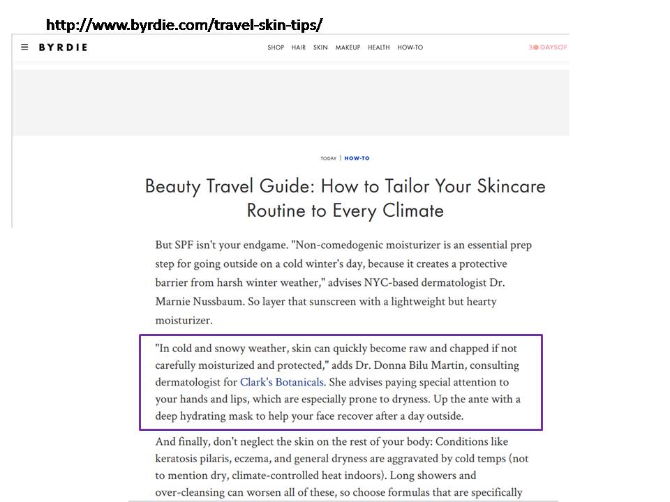 Donna Bilu Martin, MD discusses skin care while traveling with byrdie.com
